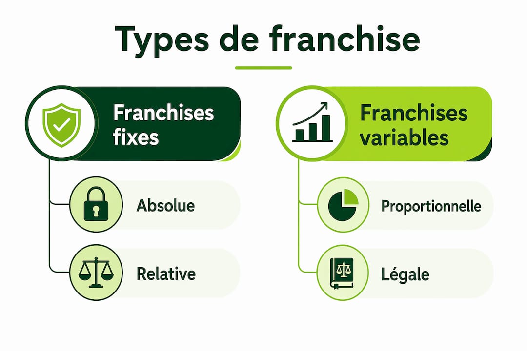 Découvrez en un coup d’œil les différents types de franchises appliquées en assurance toiture grâce à notre infographie.