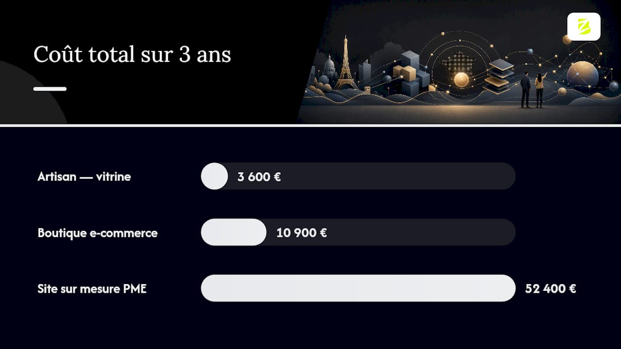 Infographie comparative des coûts pour la création de sites web