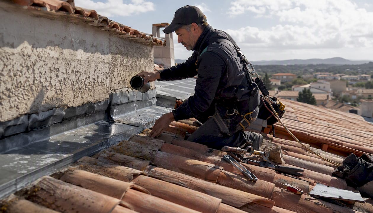 Contrôle de l’étanchéité d’un solin de toiture réalisé par un artisan couvreur