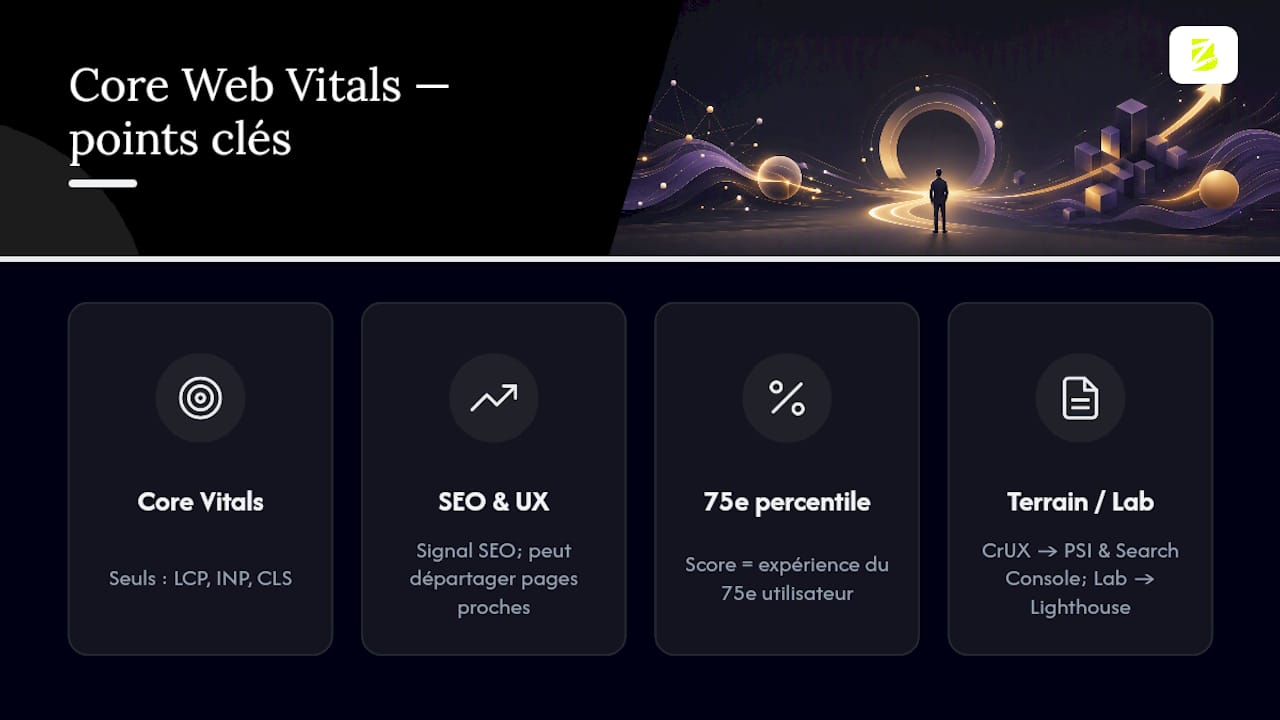Pourquoi les Core Web Vitals comptent pour votre SEO et votre UX — overview diagram