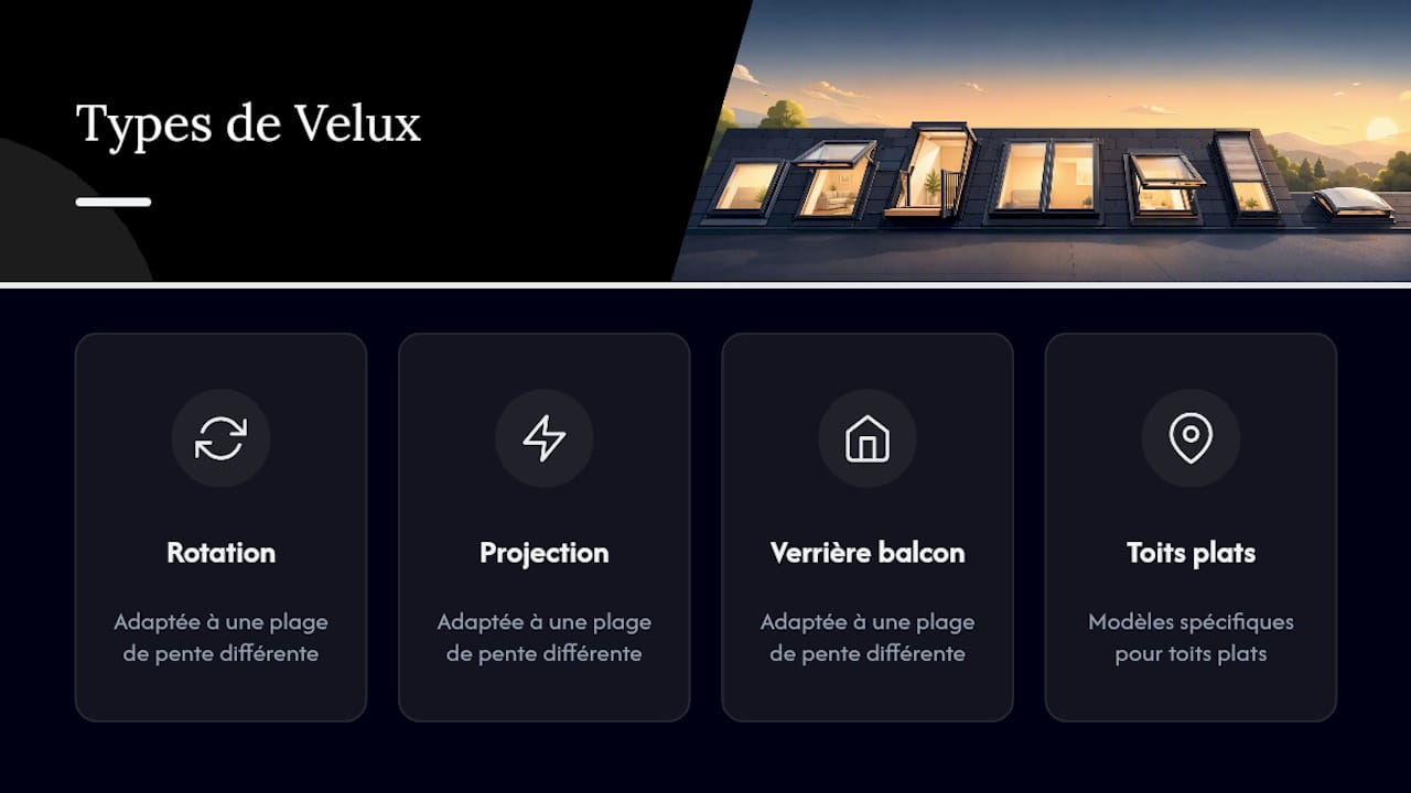 Tableau comparatif des différents modèles de fenêtres de toit Velux
