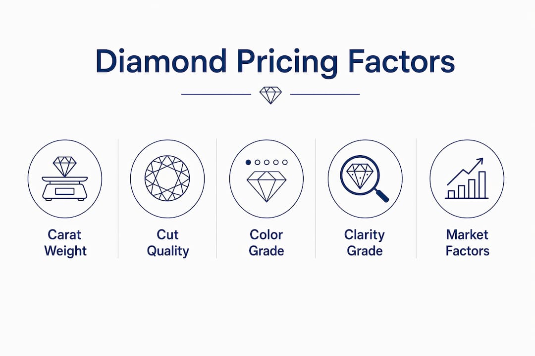 Infographic showing hierarchy of diamond pricing factors