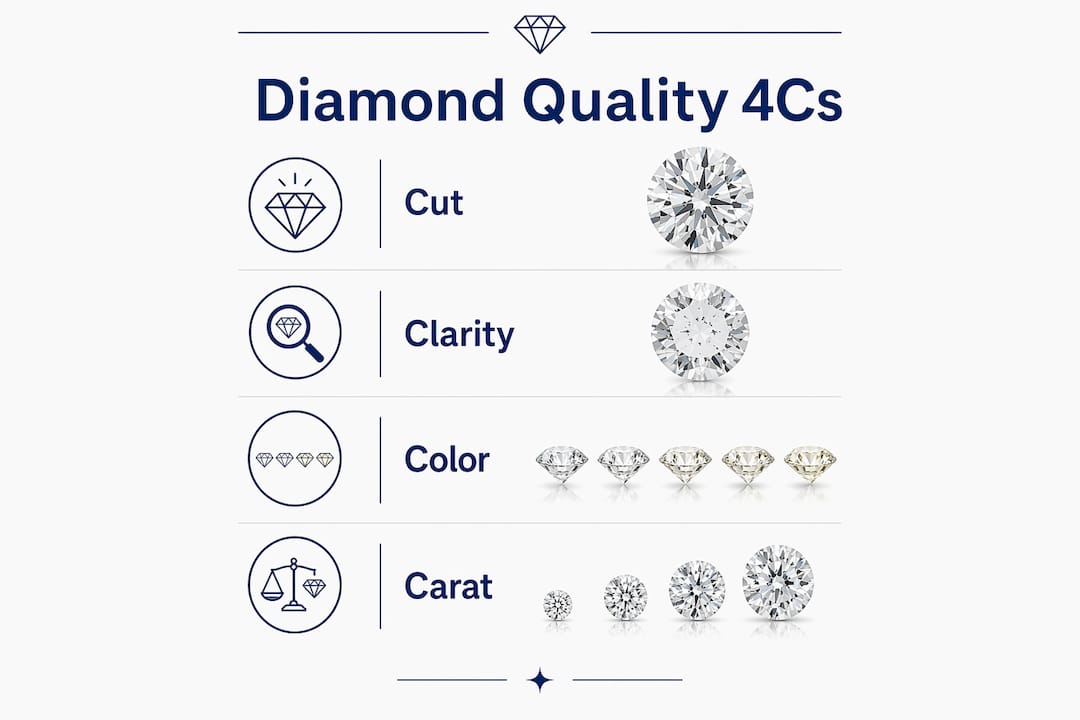 Infographic showing diamond quality 4Cs