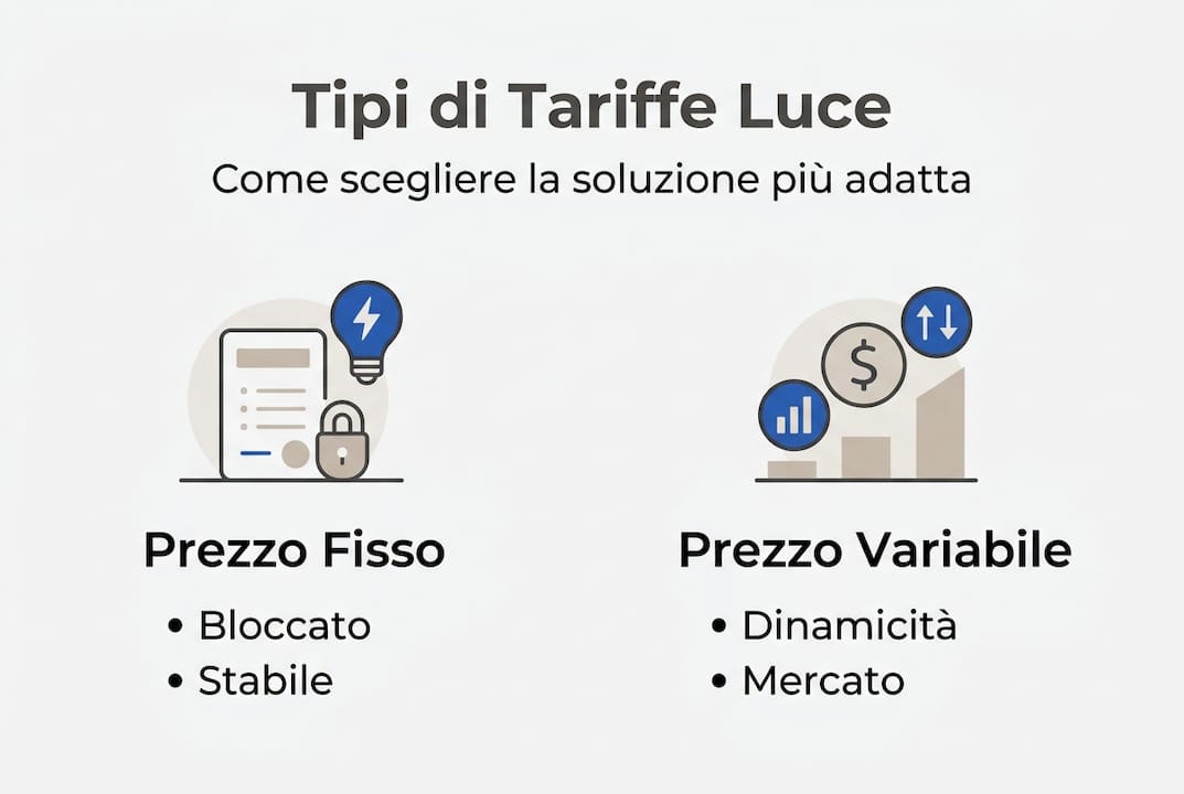 Confronto tra le diverse tariffe luce: guida infografica alle tipologie disponibili