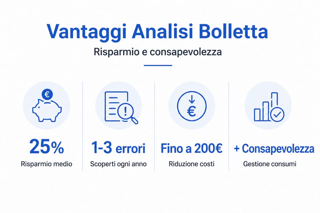 Infografica: tutti i benefici dell’analisi della bolletta illustrati con dati essenziali