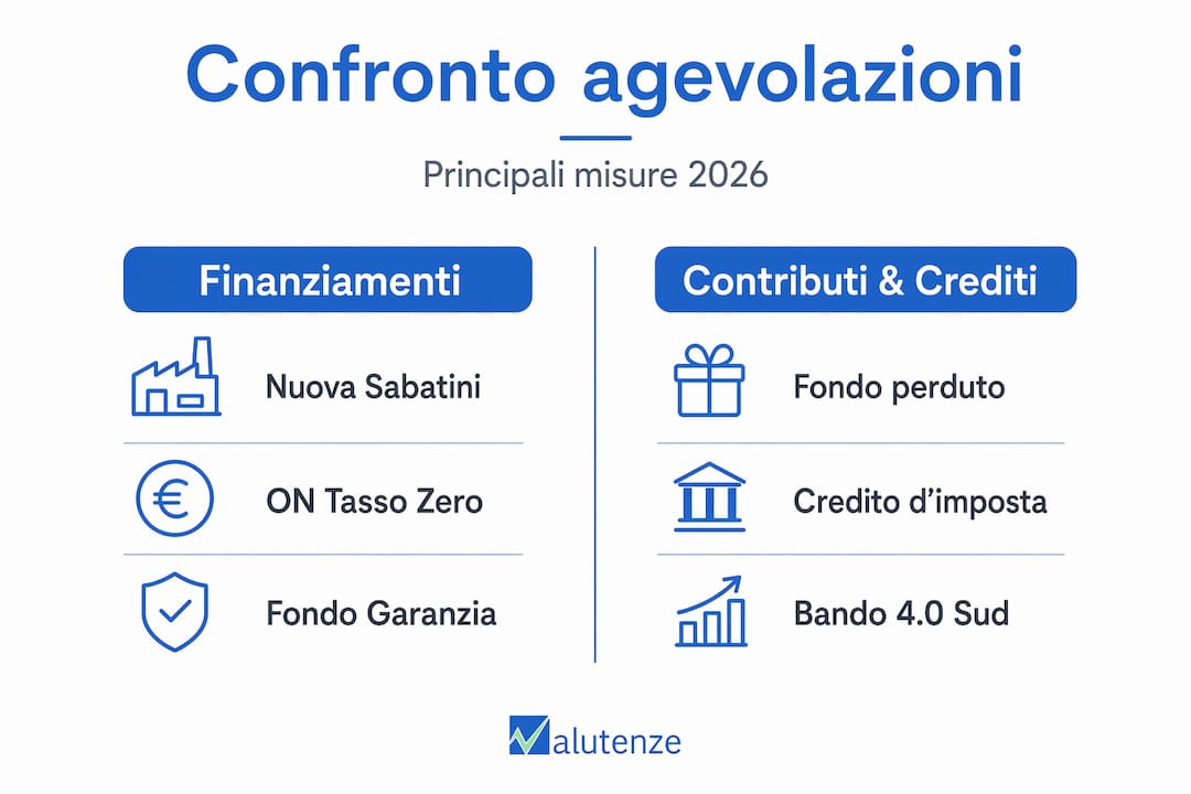 Infografica: le principali agevolazioni per le imprese a confronto