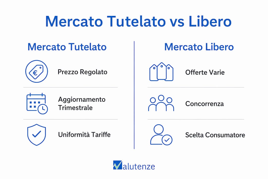 Infografica: differenze tra mercato tutelato e mercato libero