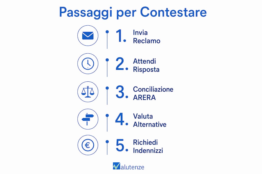 Infografica: guida pratica per contestare una bolletta passo dopo passo