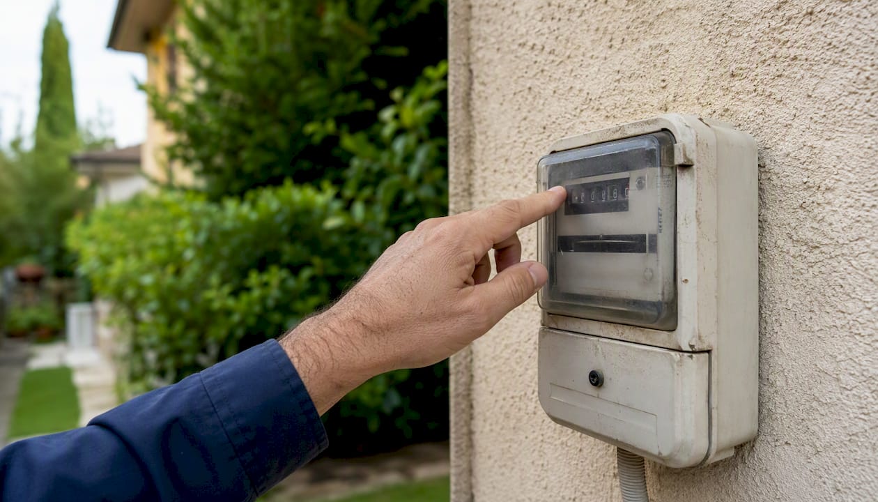 Lettura manuale del contatore elettrico all’esterno