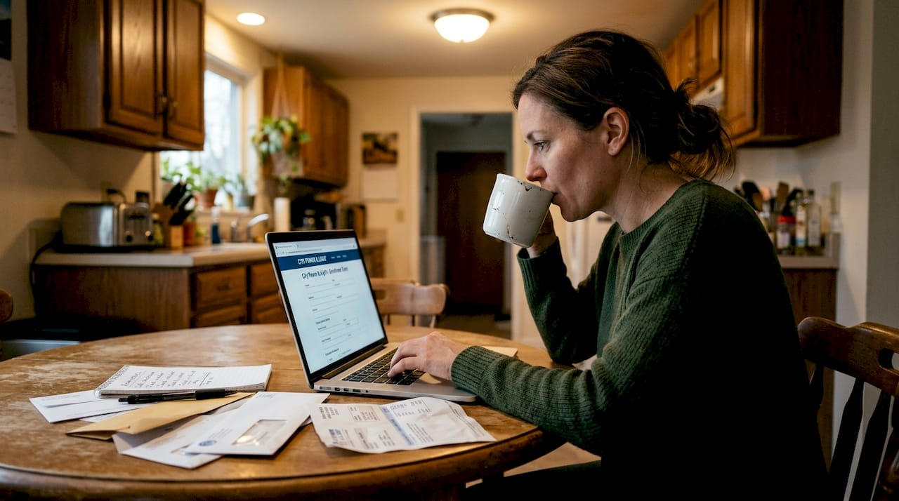Woman enrolling online for electricity service