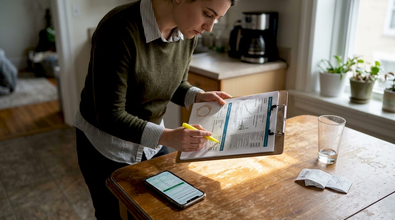 Person comparing prepaid and postpaid electricity plans