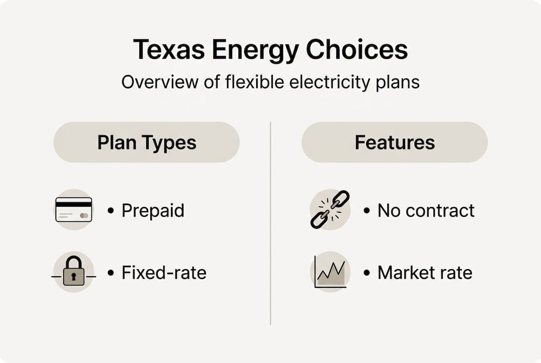Infographic comparing Texas energy plans and features