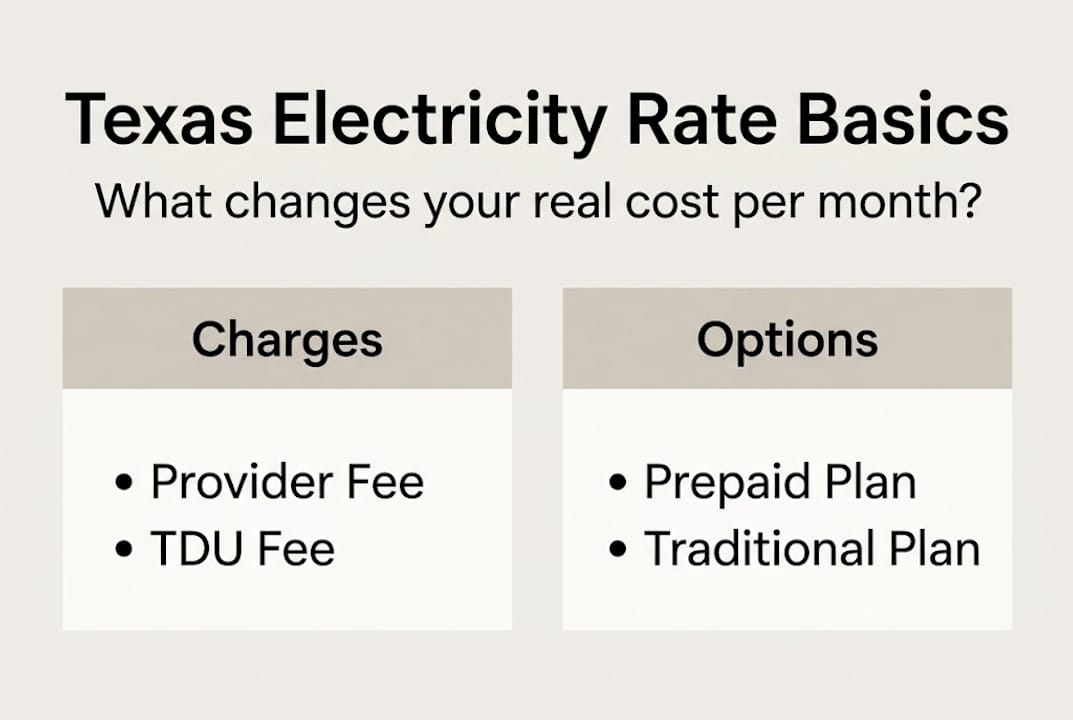 Infographic shows Texas rate charges and options