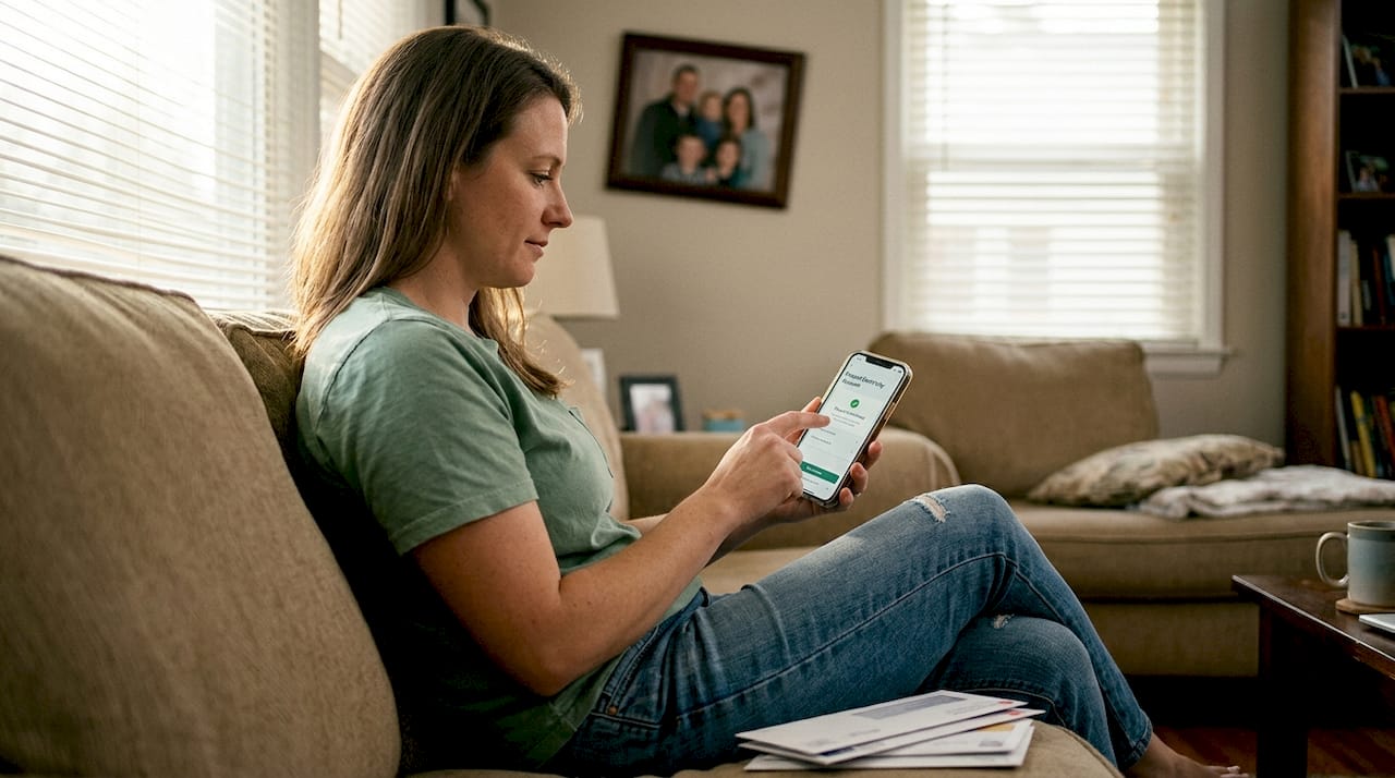Woman checking prepaid electricity on smartphone