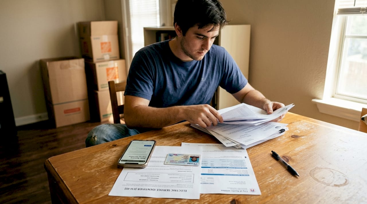 Man preparing documents for energy sign-up
