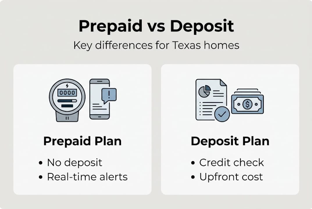 Infographic comparing prepaid and deposit electricity plans