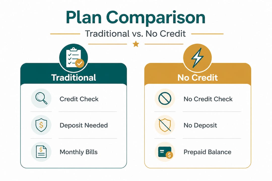 Infographic comparing traditional and no credit plans