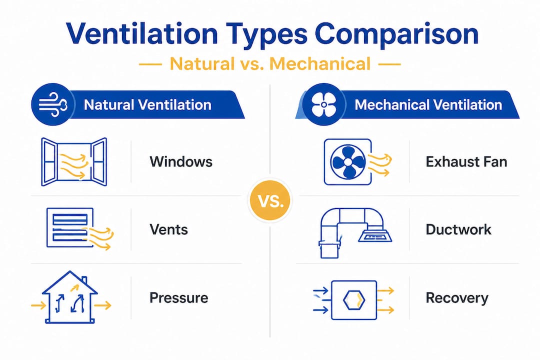 Side-by-side comparison of ventilation types