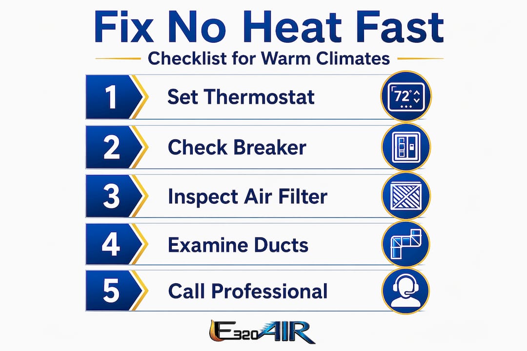 Infographic of 5 HVAC troubleshooting steps