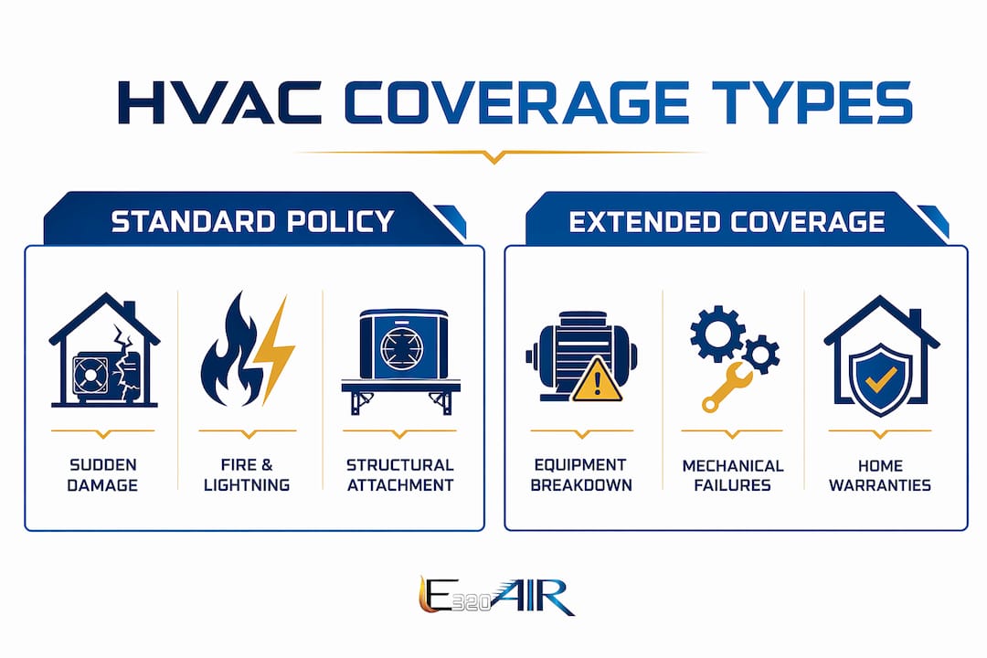 Infographic comparing HVAC coverage types