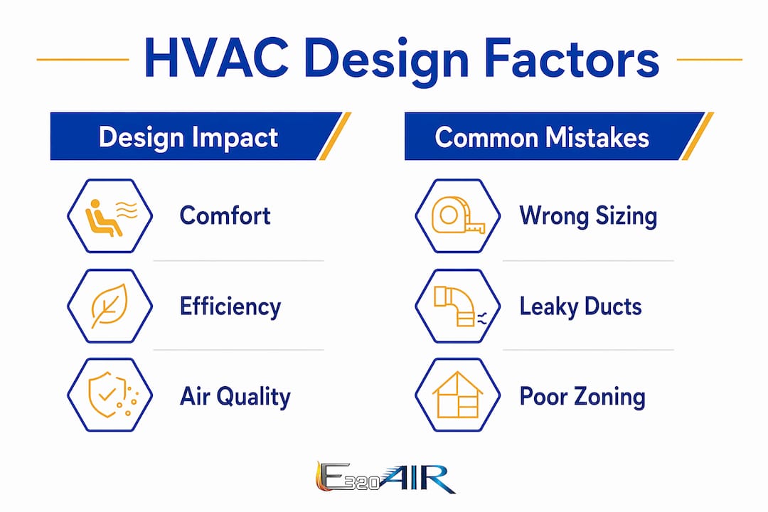 Infographic comparing HVAC design impacts and common mistakes