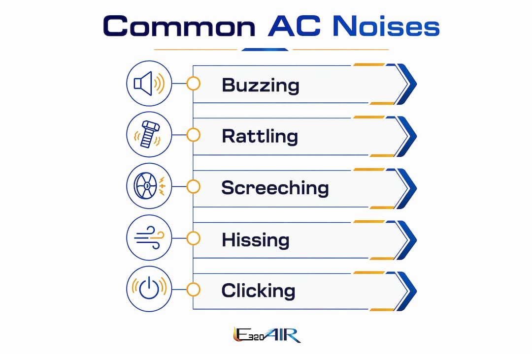 Infographic illustrating common AC noise types
