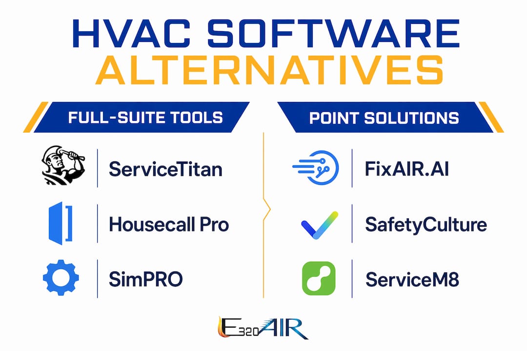 Infographic comparing HVAC software alternatives categories