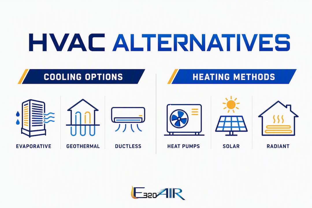 Infographic comparing HVAC cooling and heating alternatives