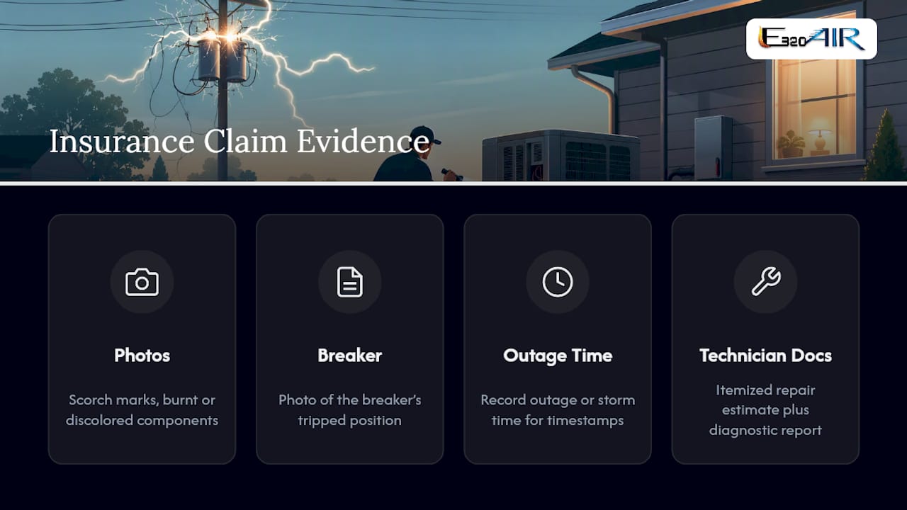 Evidence checklist for HVAC surge insurance claim