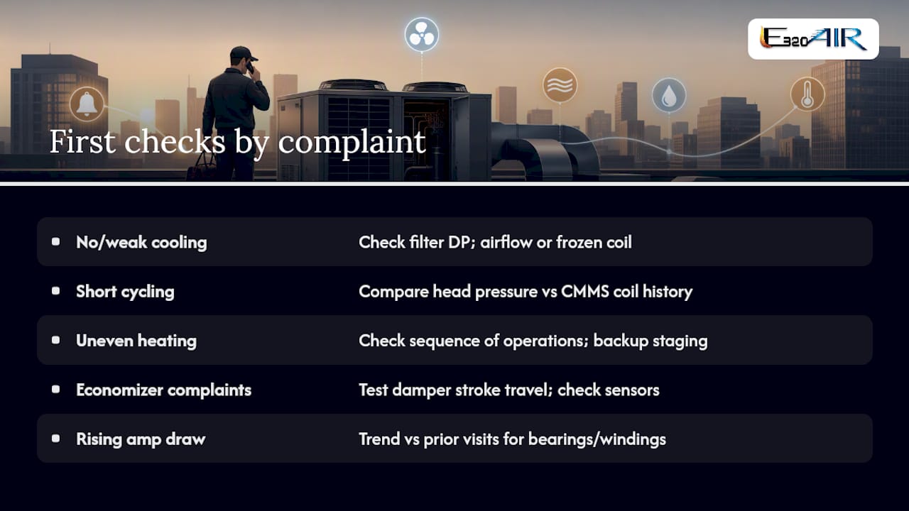 Rooftop unit troubleshooting decision flow