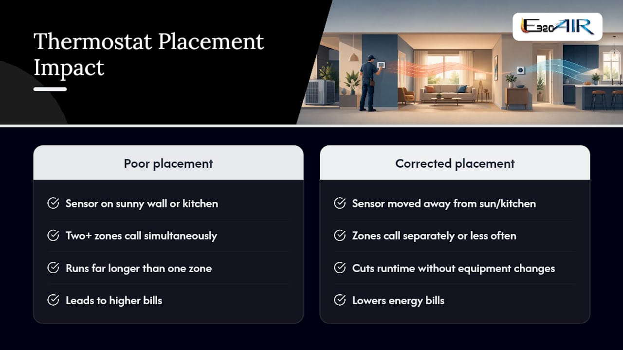 HVAC zones and thermostat placement comparison
