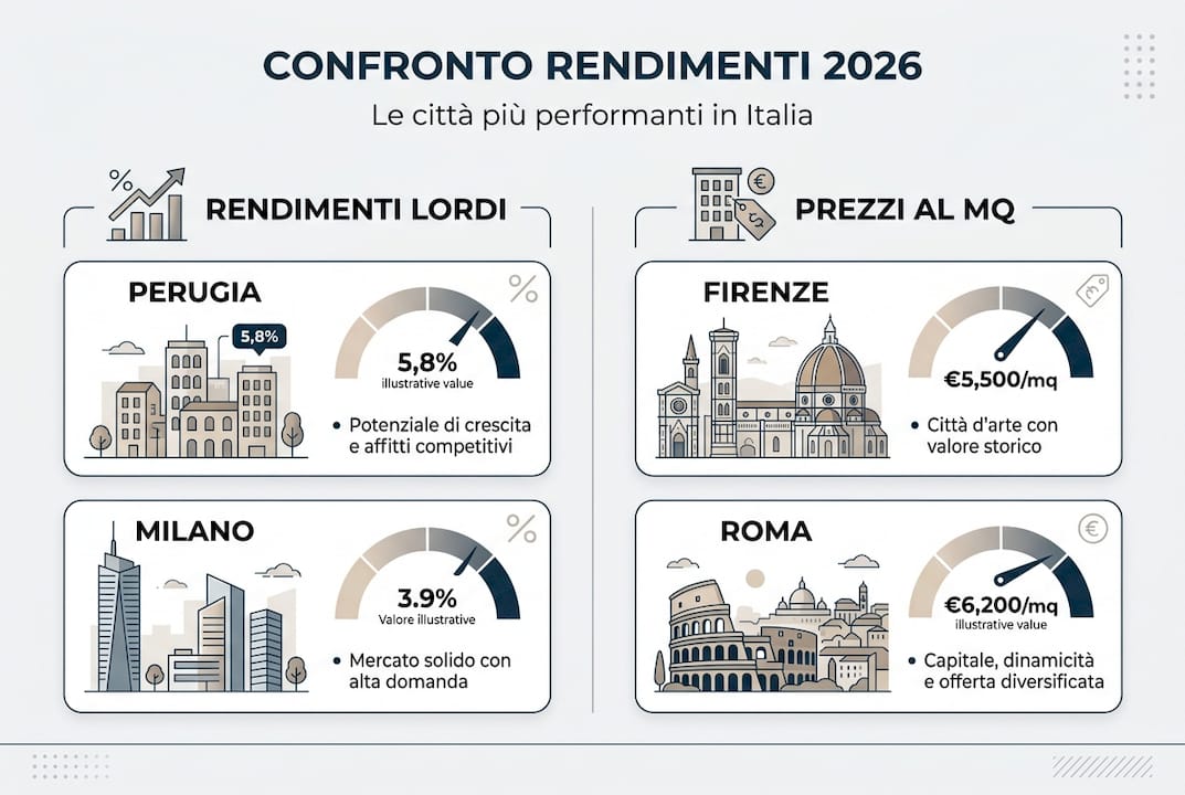 Confronto visivo dei rendimenti immobiliari in Italia