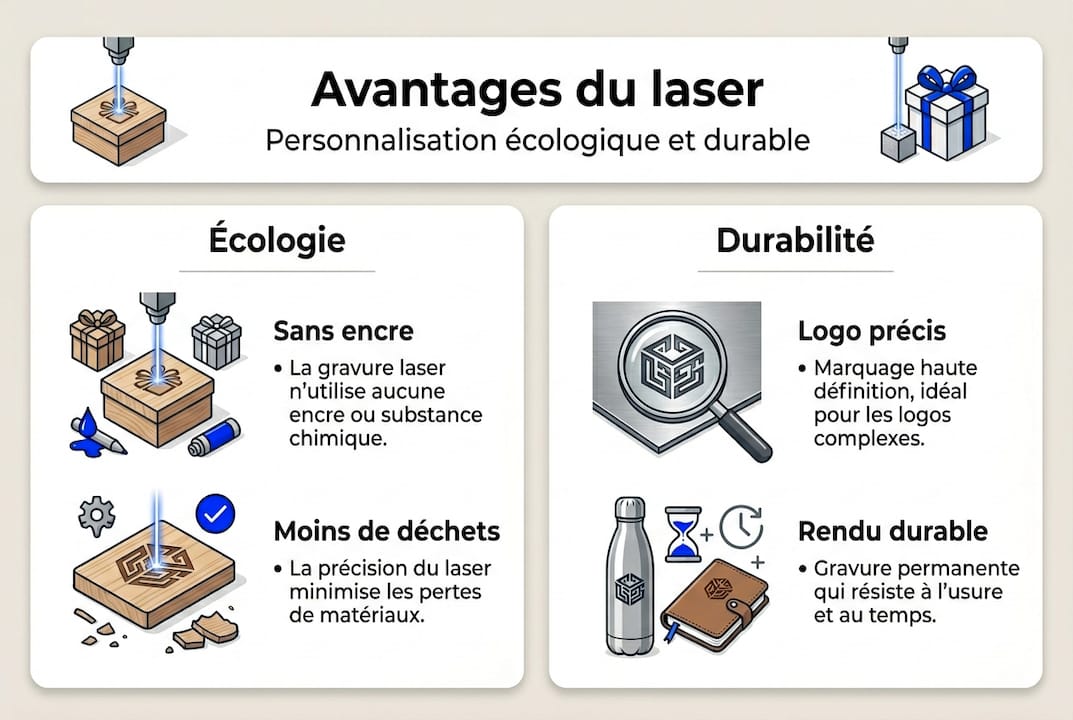 Personnalisation laser : cadeaux d'entreprise uniques et éco 2 Infographie : pourquoi choisir la technologie laser en entreprise ?