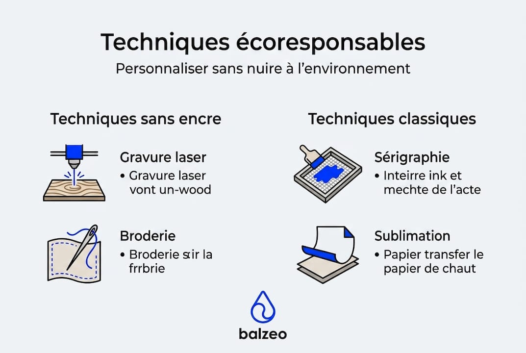 Guide complet pour personnaliser vos cadeaux d'entreprise écoresponsables 2 Infographie : les solutions de marquage respectueuses de l’environnement