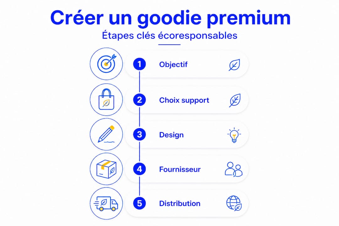 Créer des goodies personnalisés premium et écoresponsables 1 Infographie : les grandes étapes pour concevoir des goodies écoresponsables