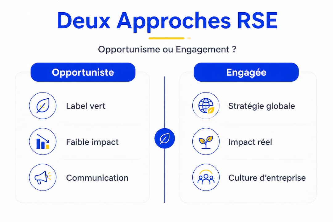 Consommation responsable en entreprise : impacts et leviers 1 Visuel comparatif sur deux approches de la responsabilité sociétale en entreprise