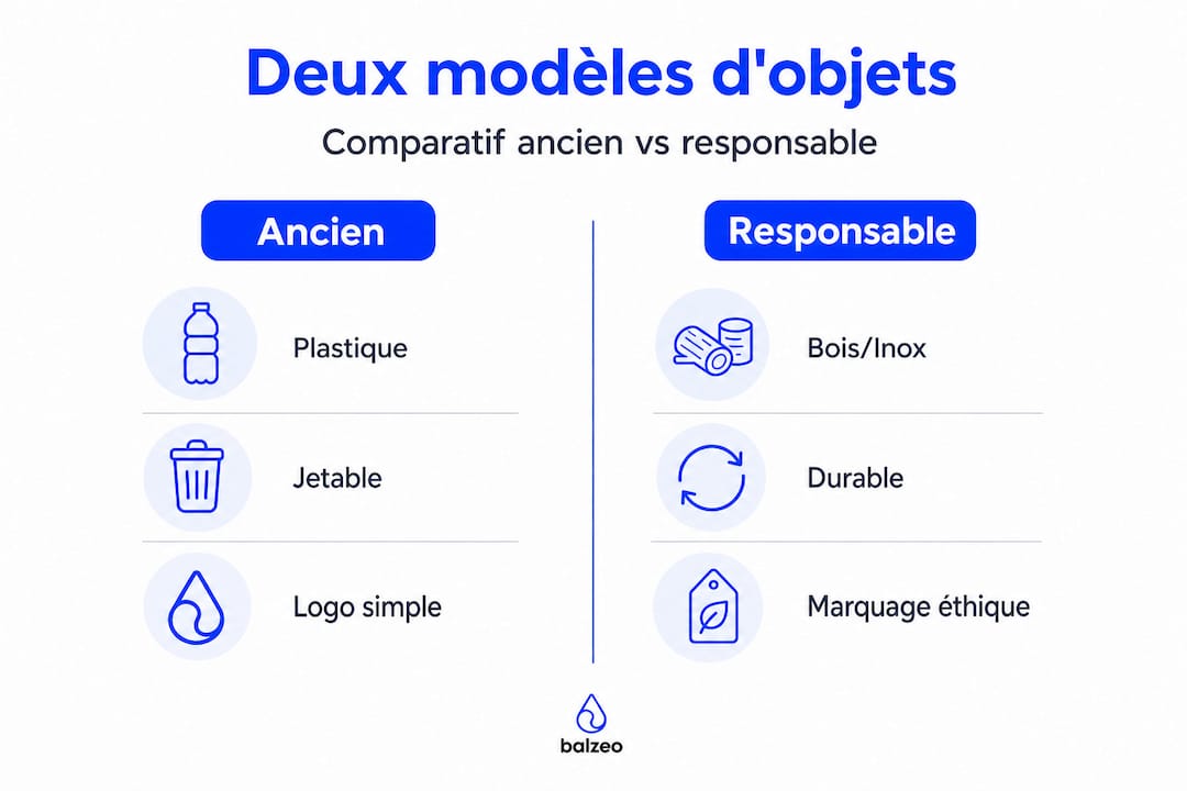 Réussir la personnalisation en entreprise : enjeux et bonnes pratiques 2 Infographie : le match entre goodies traditionnels et objets publicitaires écoresponsables