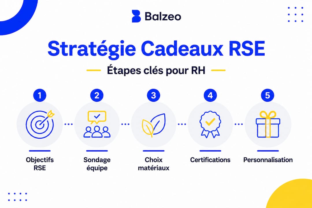 Guide cadeaux d'entreprise écoresponsables pour responsables RH 1 Infographie : comment élaborer une stratégie de cadeaux responsables, étape par étape
