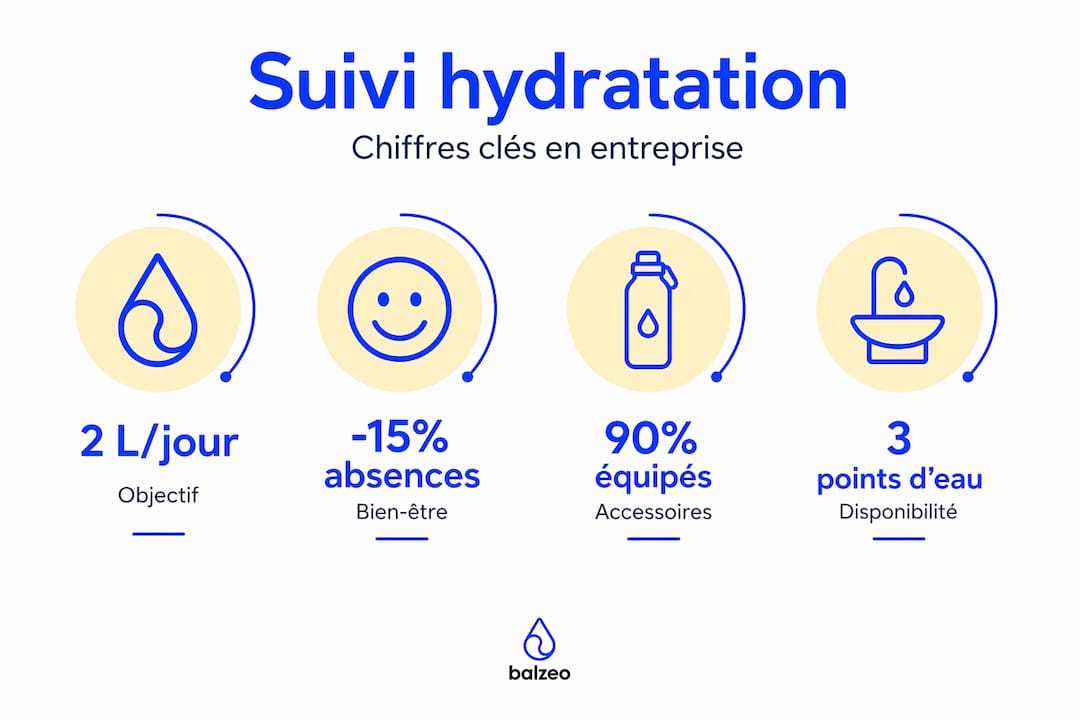 Guide hydratation en entreprise durable : plan complet 2 Les chiffres essentiels sur l’hydratation au bureau en infographie