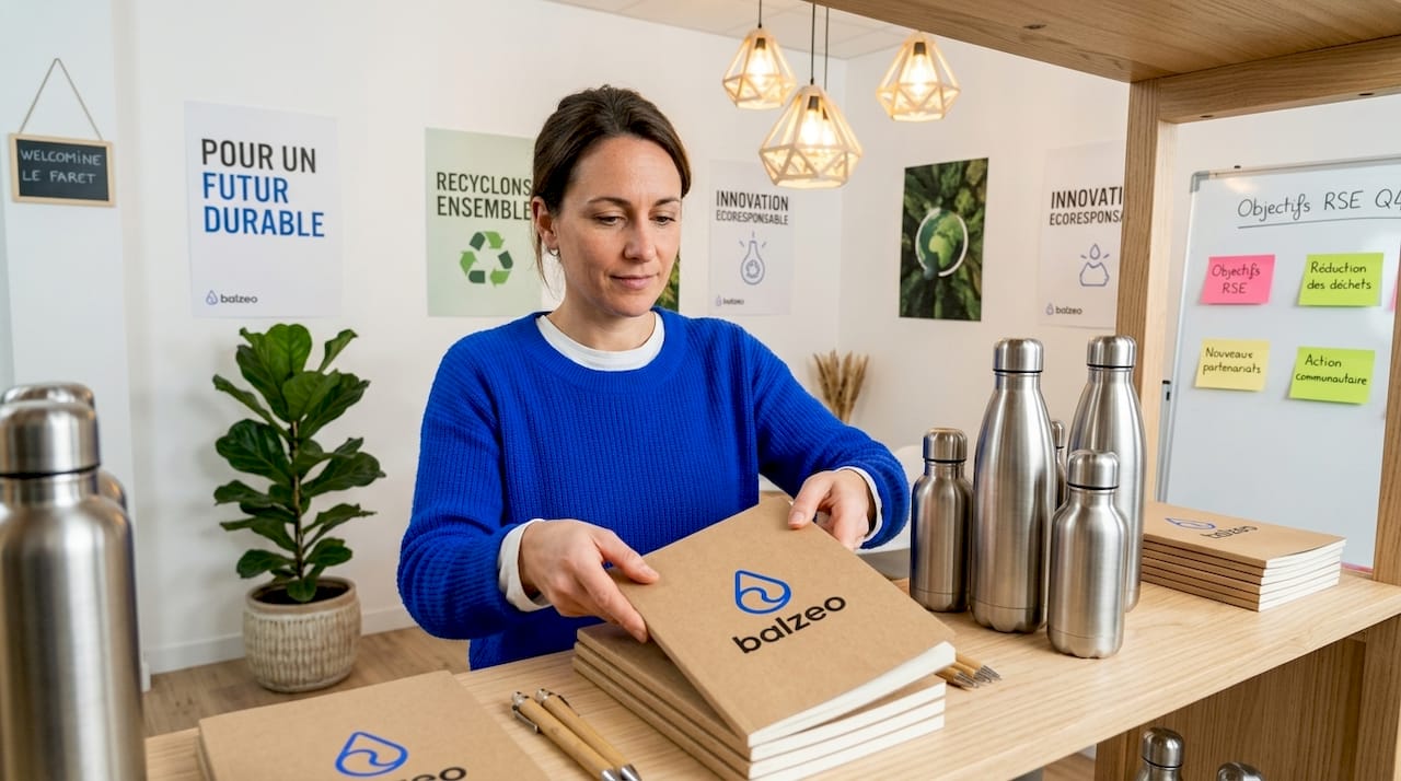 Rôle des objets publicitaires en entreprise : guide expert 2 Des goodies écoresponsables à disposition dans l’espace de travail en open space