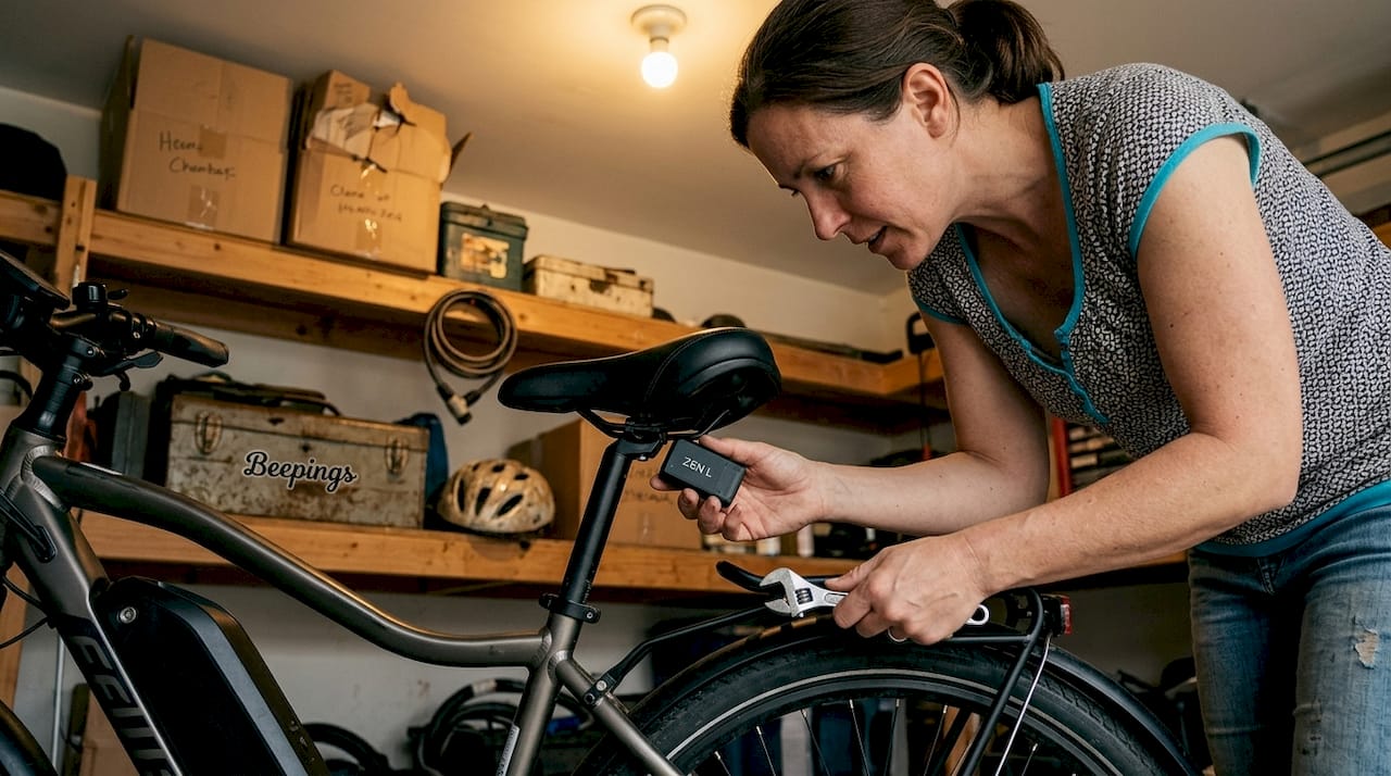 Pose d’un traceur GPS sur un vélo directement au garage