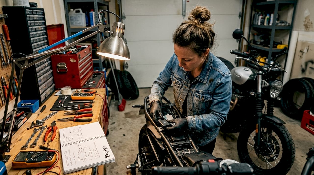 Pose d’un traceur GPS sur votre moto en atelier : sécurisez votre deux-roues avec une installation professionnelle.