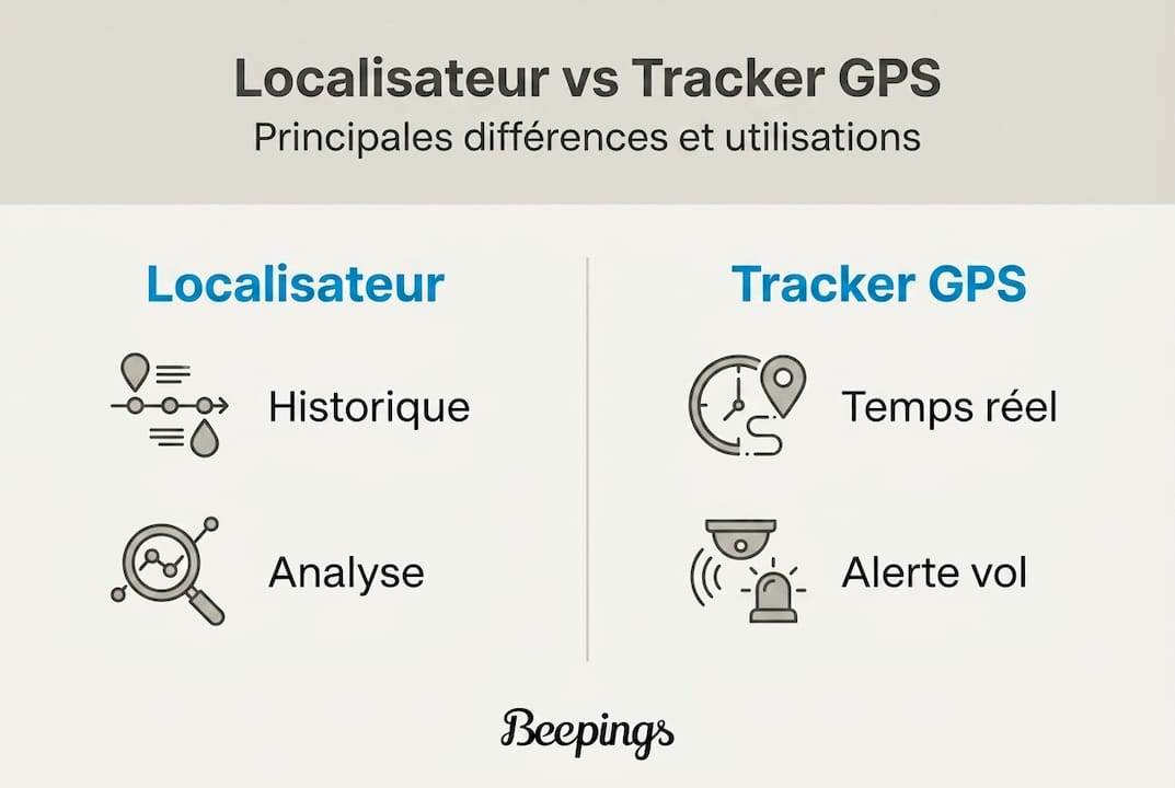 Infographie : quelles différences entre un localisateur et un traceur GPS ?