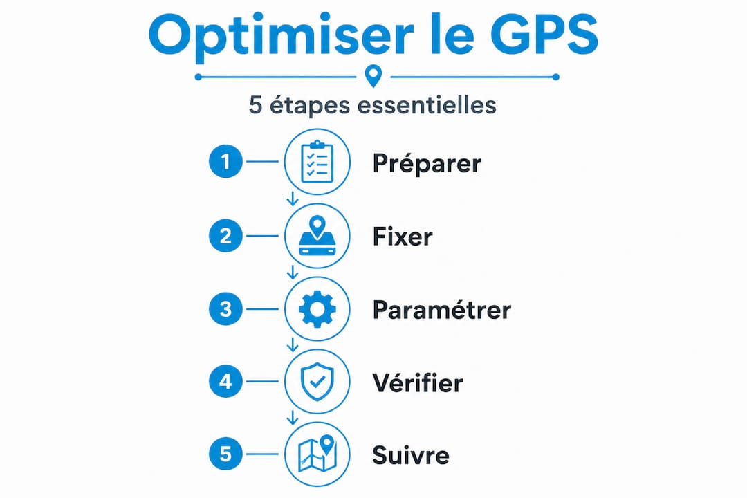 Infographie verticale : les différentes étapes pour optimiser la surveillance par GPS