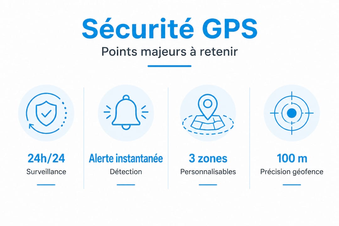 Visuel récapitulatif des éléments essentiels à connaître sur la sécurité GPS
