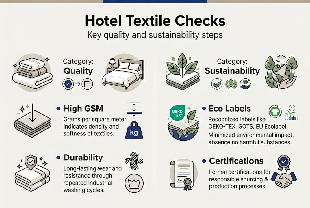 Infographic showing hotel textile quality steps
