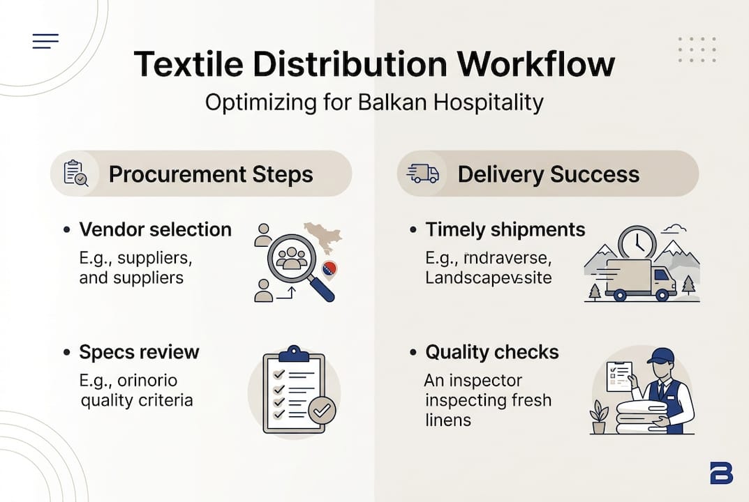 Infographic of streamlined textile distribution steps and results
