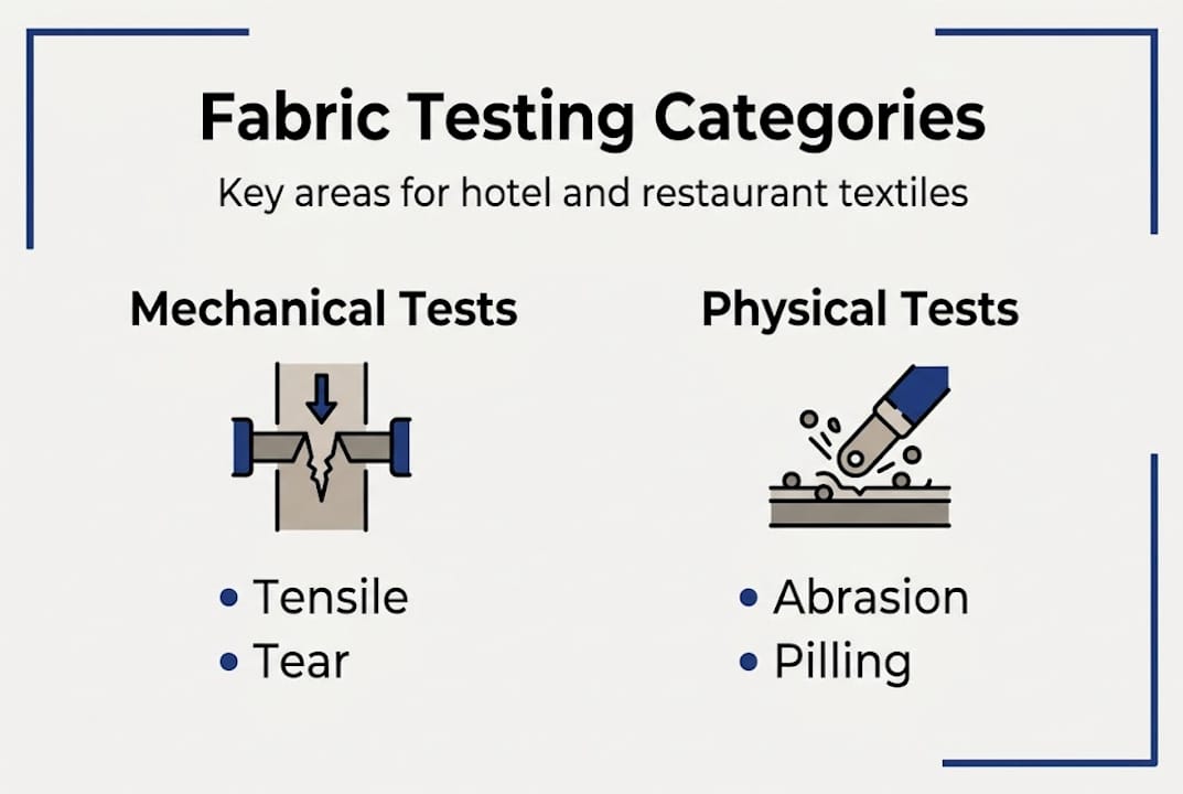 Infographic showing fabric testing categories