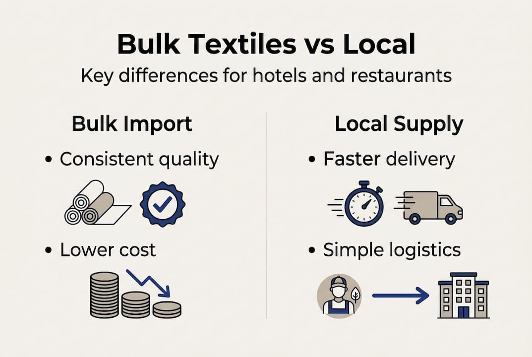 Infographic showing bulk vs local textiles benefits