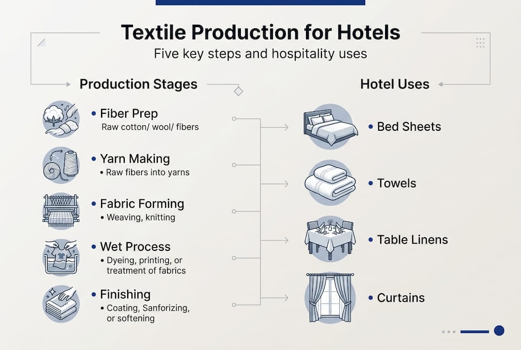 Infographic summarizing textile production steps